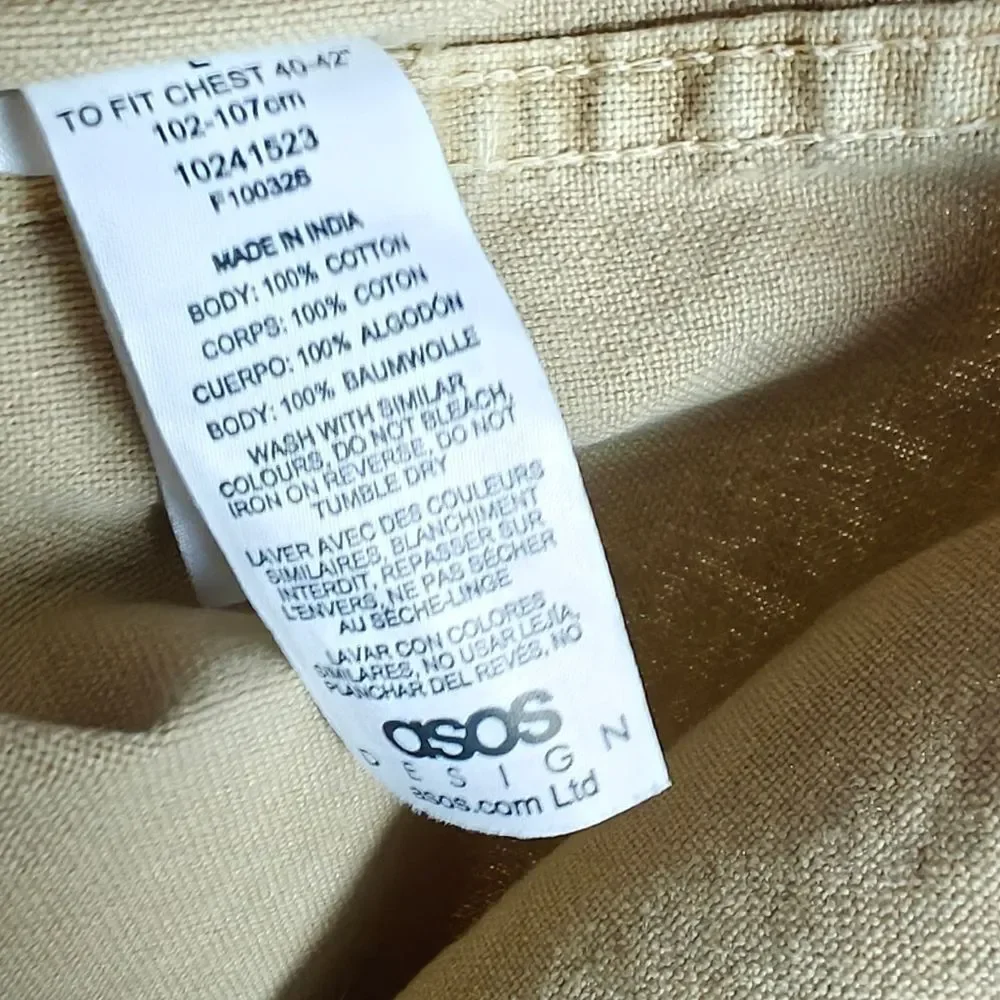 ASOS Men's Tan Khaki Beige Over Shirt Jacket Shaket Size L